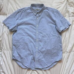 California shirt co Blue white striped seersucker button up shirt sz L coastal